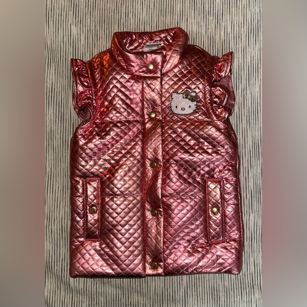 HELLO KITTY By Sanrio Shiny Pink Quilted Vest